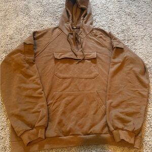 Coyote Brown Hooded cargo tactical Sweatshirt Size Large
